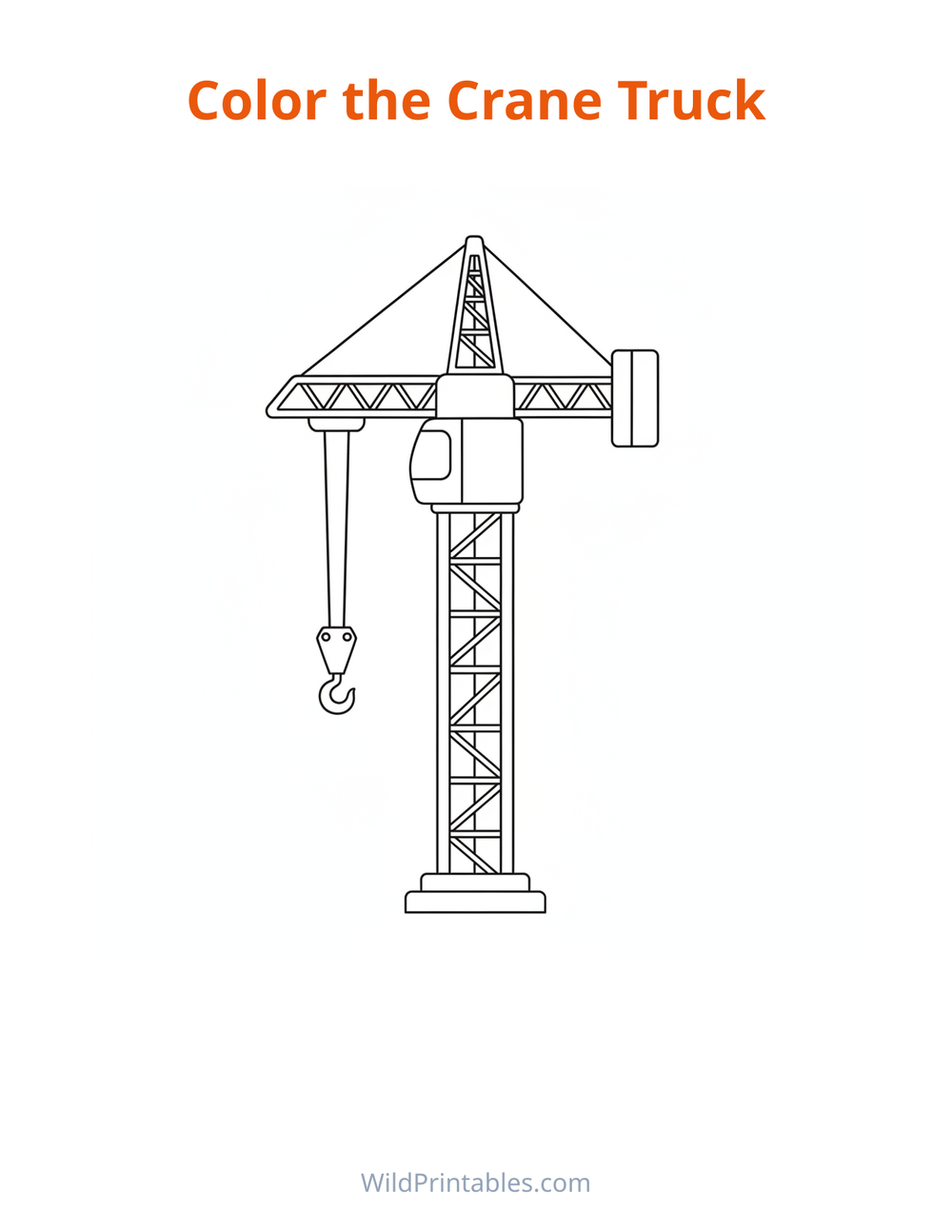 Crane Truck Coloring Page — free printable coloring for kids
