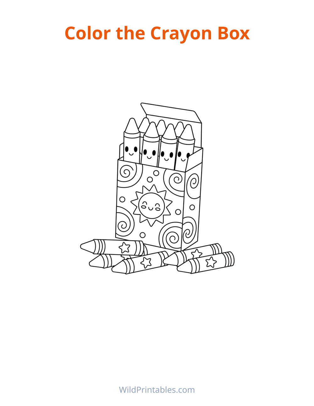 Crayon Box Coloring Page — free printable coloring for kids to print and color at home