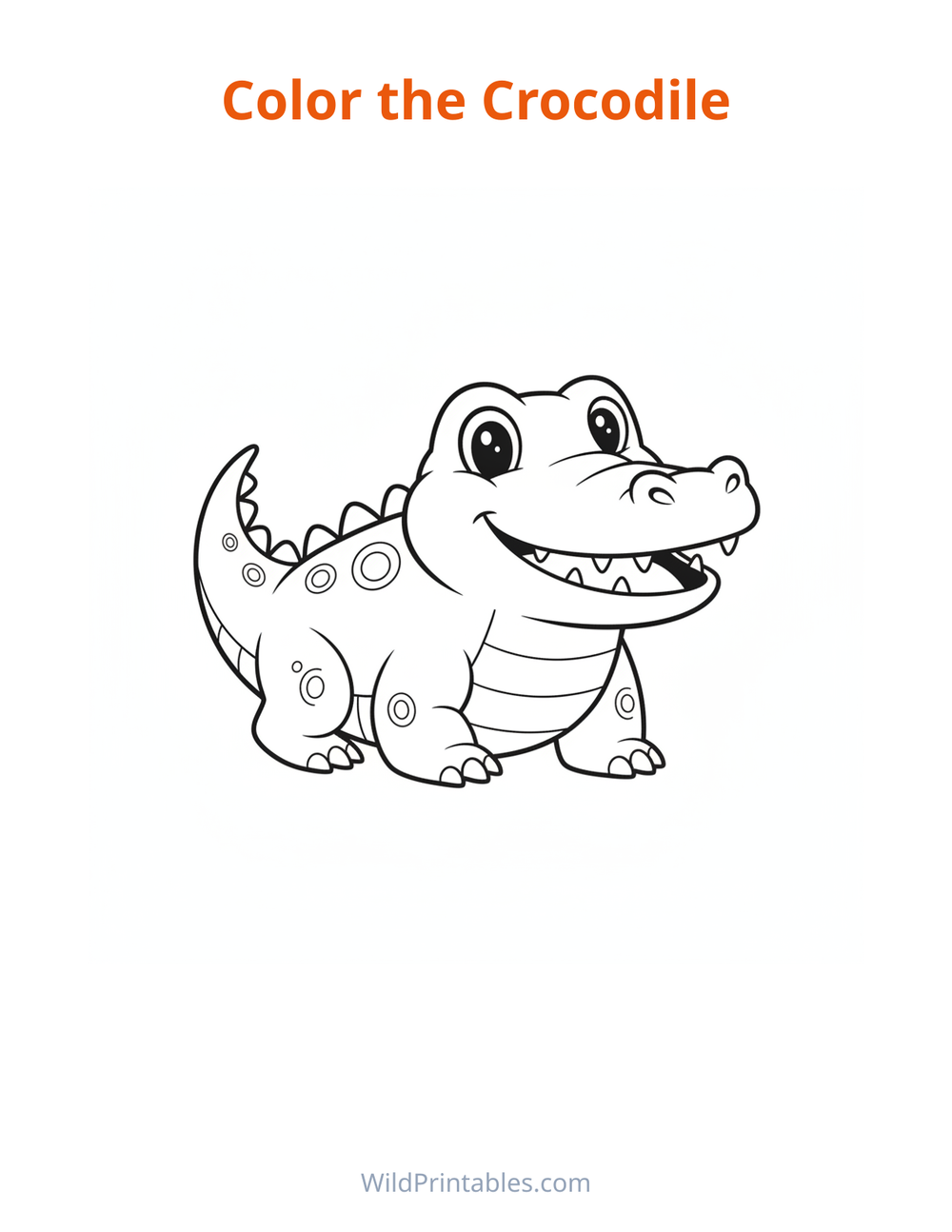 Crocodile Coloring Page — free printable coloring for kids