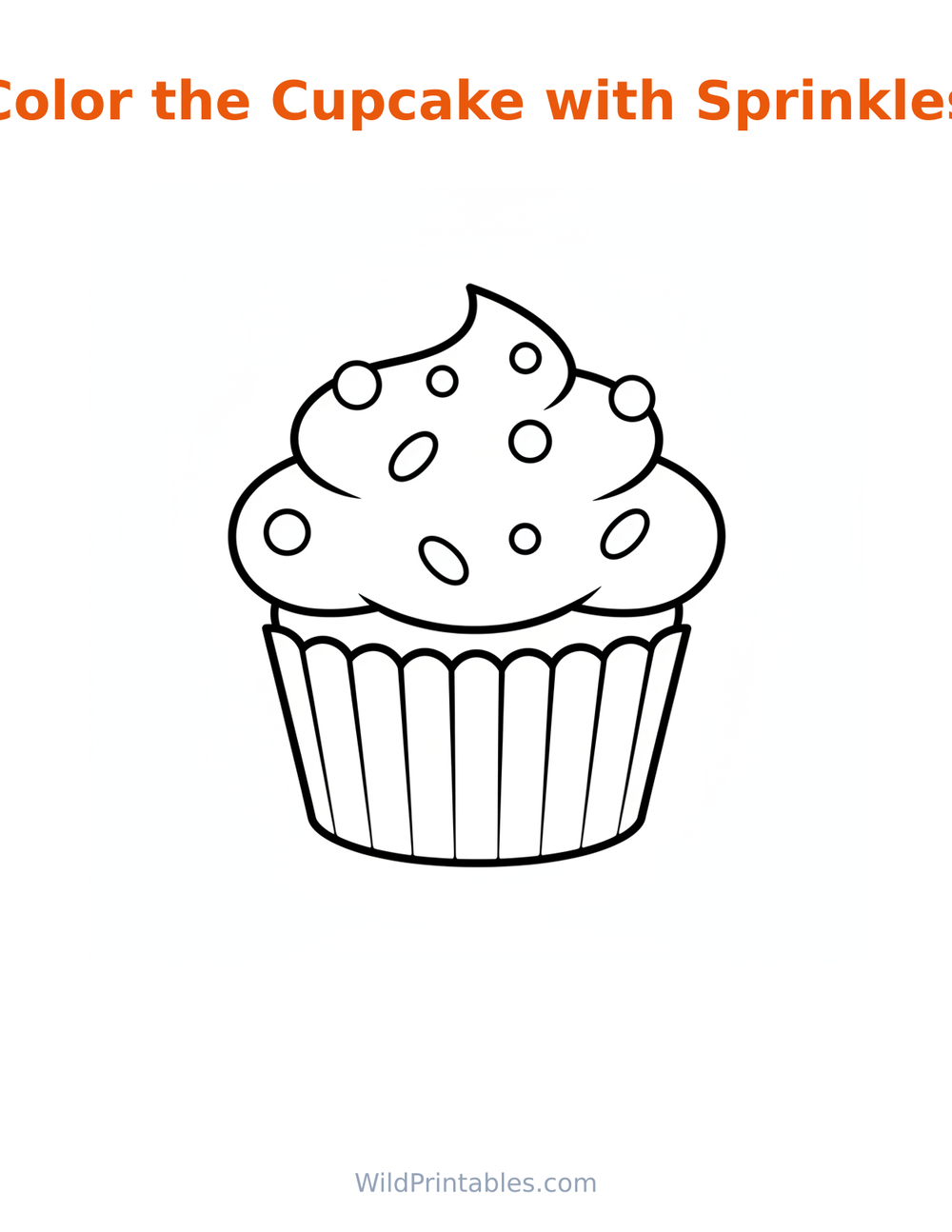 Cupcake with Sprinkles Coloring Page — free printable coloring for kids