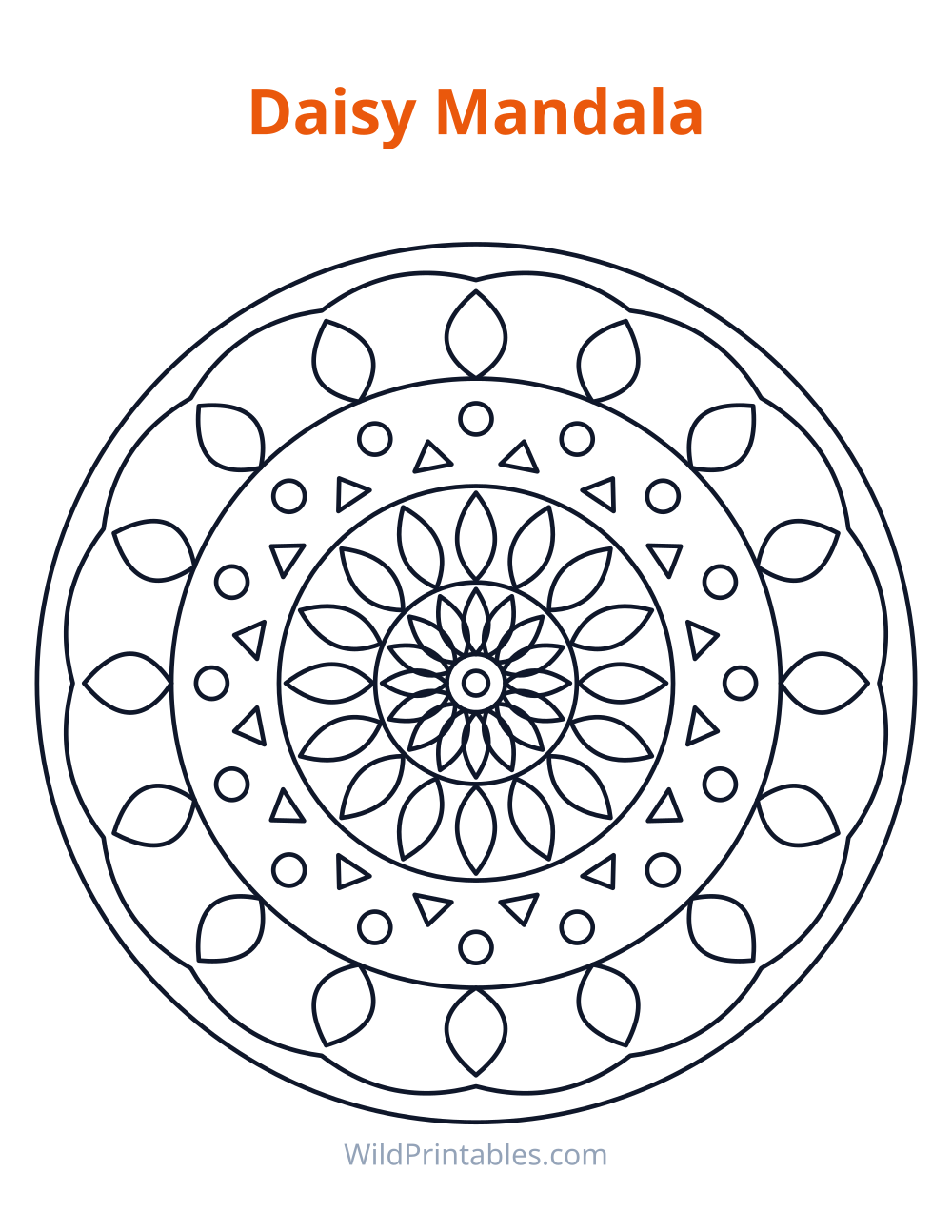 Daisy Mandala — free printable mandala for kids