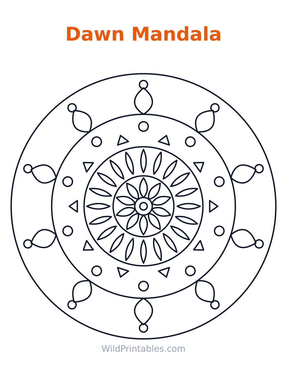 Dawn Mandala — free printable mandala for kids