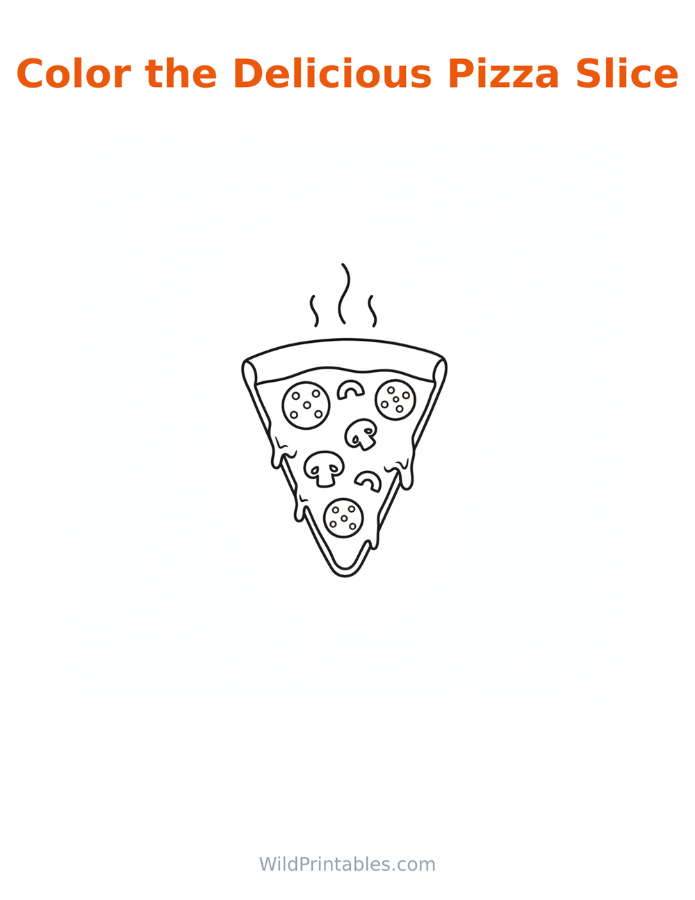 Delicious Pizza Slice Coloring Page — free printable coloring for kids