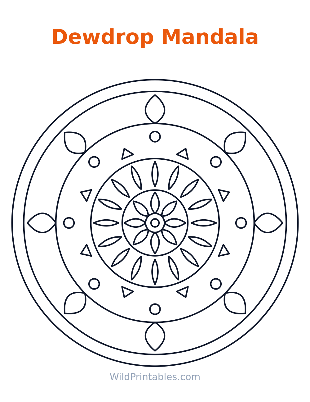 Dewdrop Mandala — free printable mandala for kids