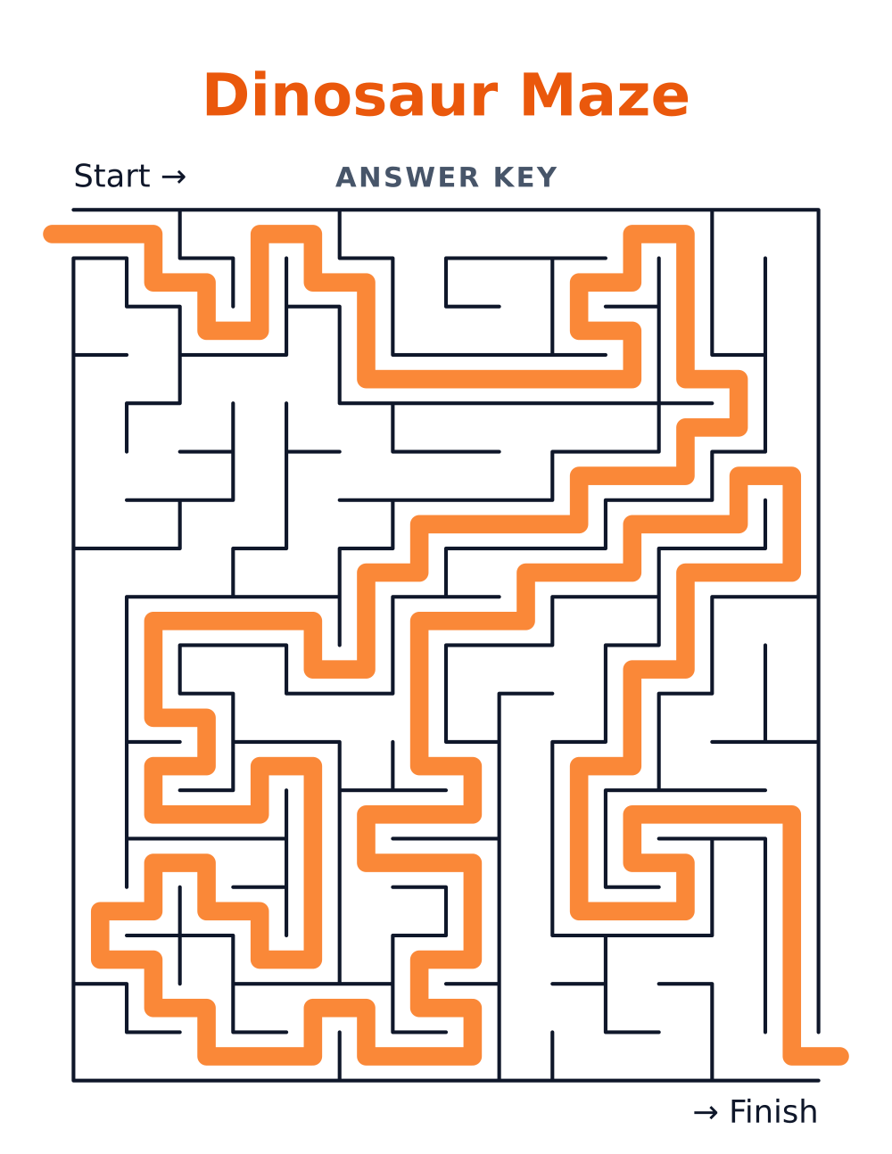Dinosaur Maze — answer key