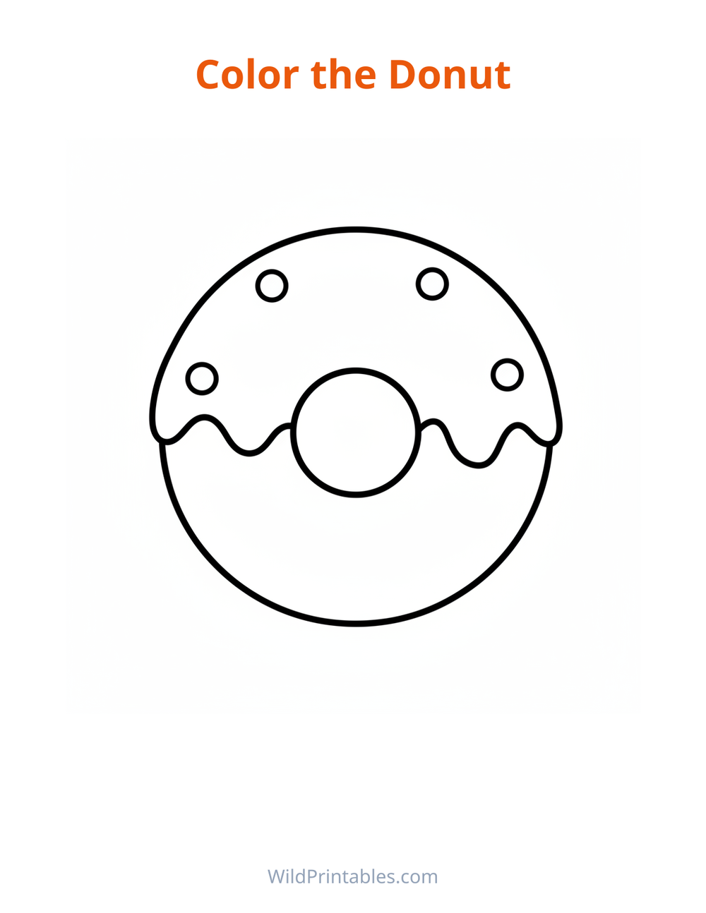 Donut Coloring Page — free printable coloring for kids