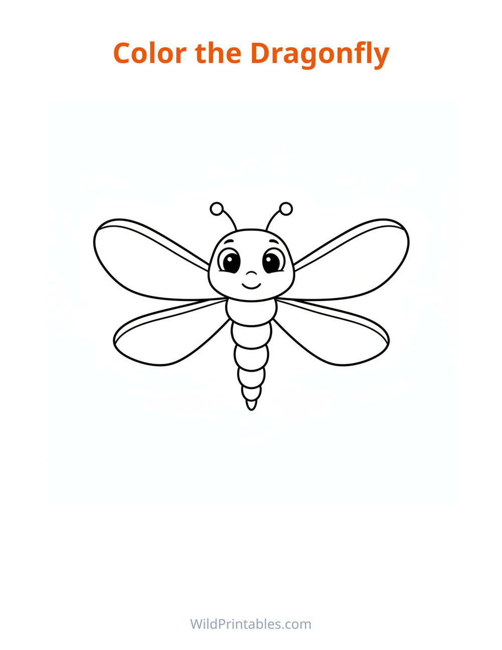 Dragonfly Coloring Page — free printable coloring for kids