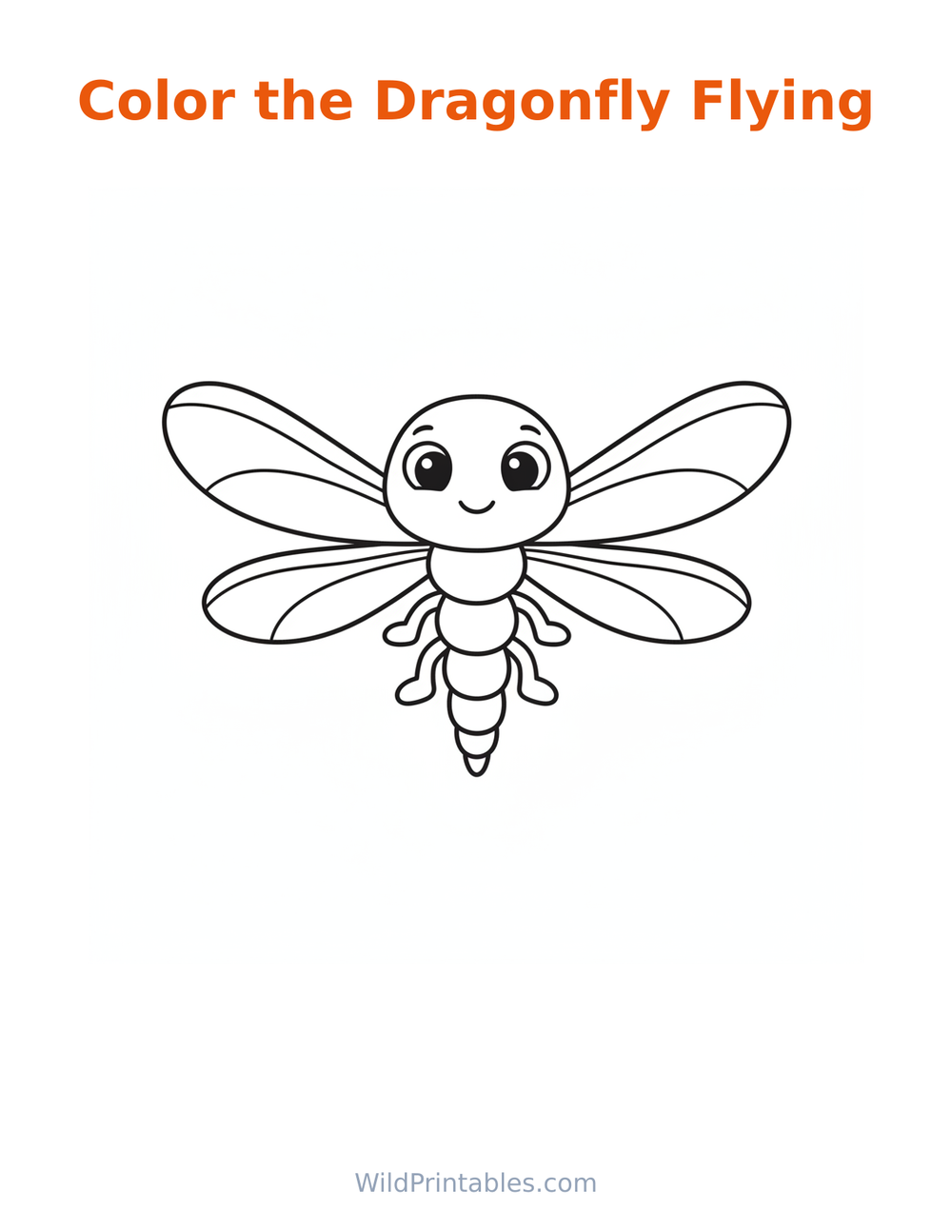Dragonfly Flying Coloring Page — free printable coloring for kids