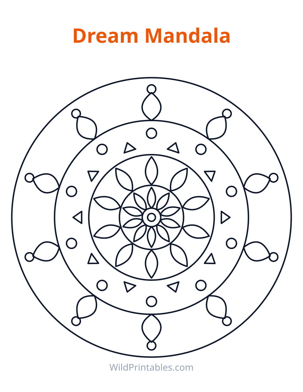 Dream Mandala — free printable mandala for kids to print and color at home