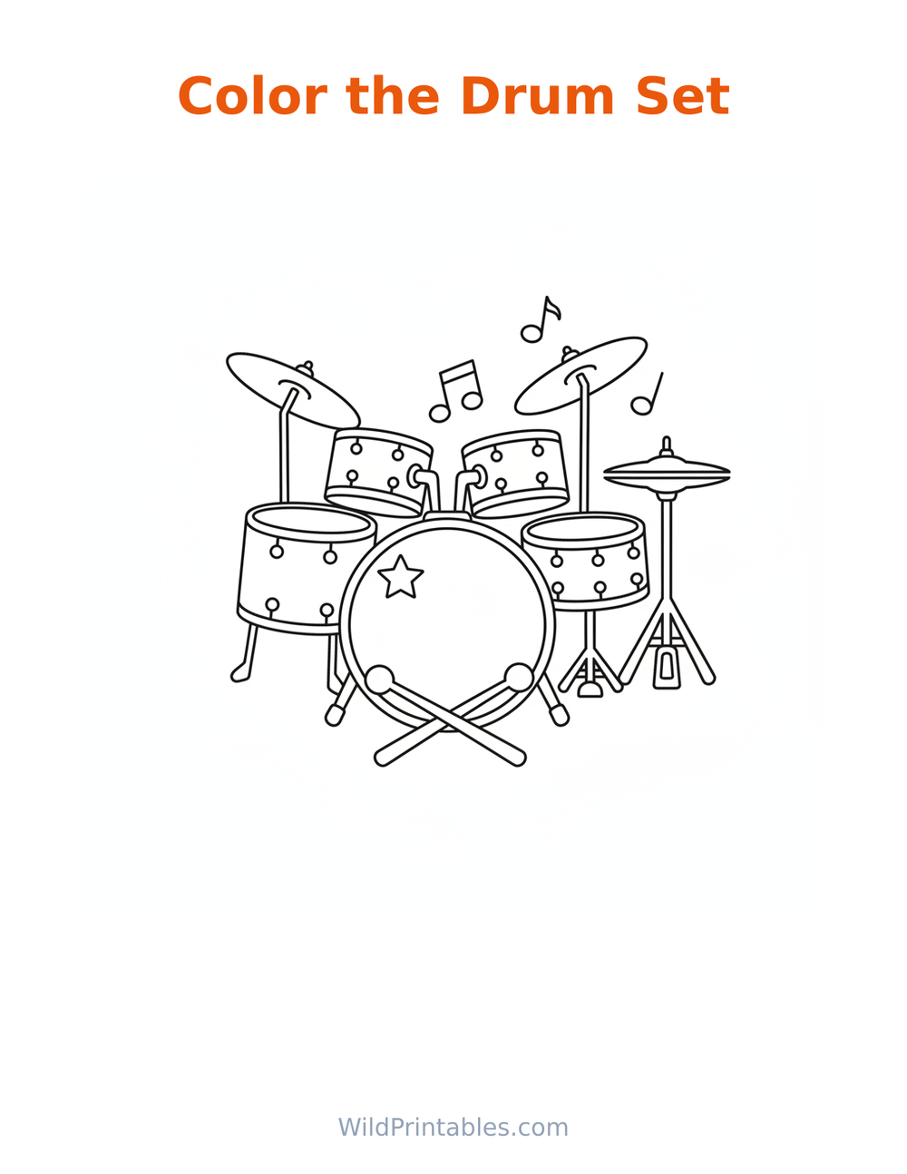 Drum Set Coloring Page — free printable coloring for kids