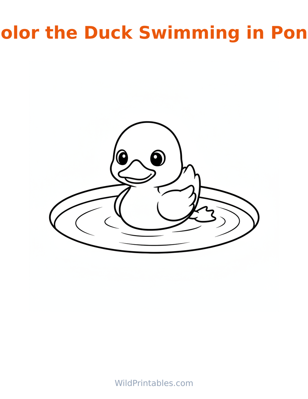 Duck Swimming in Pond Coloring Page — free printable coloring for kids