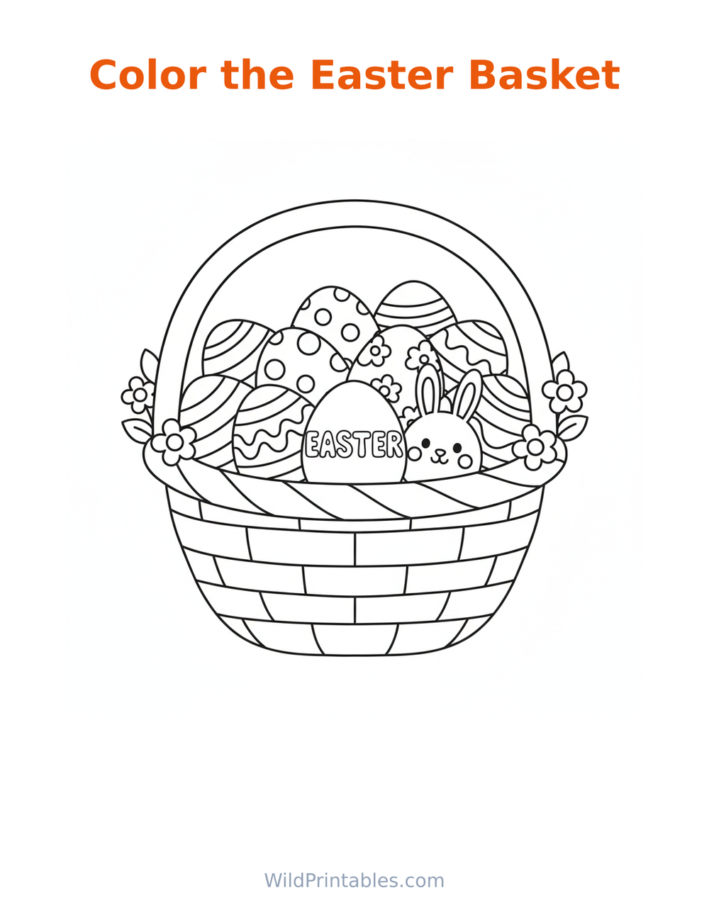 Easter Basket Coloring Page — free printable coloring for kids