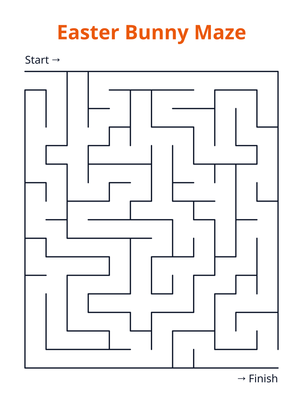 Easter Bunny Maze — free printable maze for kids to print and color at home