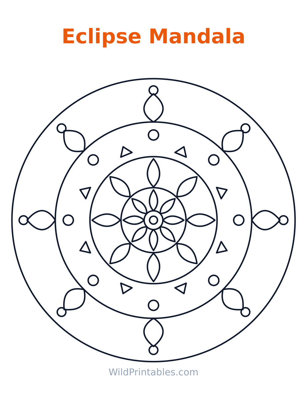 Eclipse Mandala — free printable mandala for kids