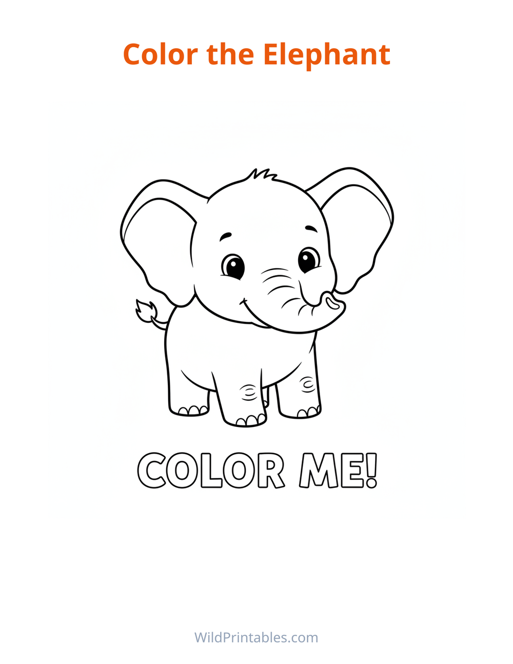 Elephant Coloring Page — free printable coloring for kids
