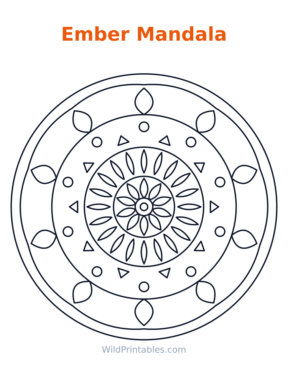 Ember Mandala — free printable mandala for kids
