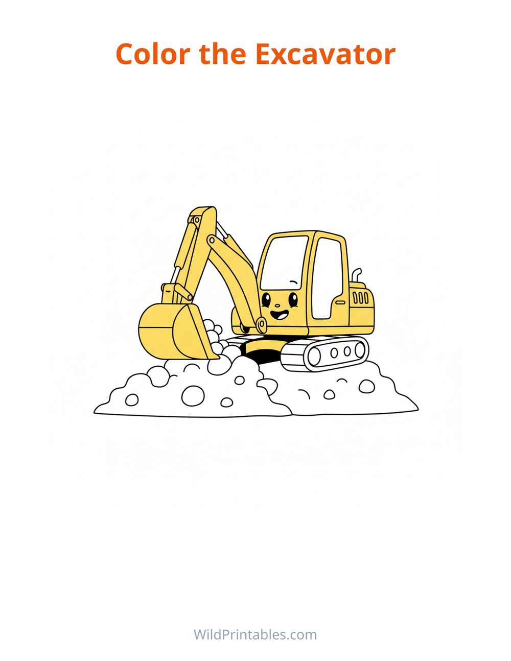 Excavator Coloring Page — free printable coloring for kids