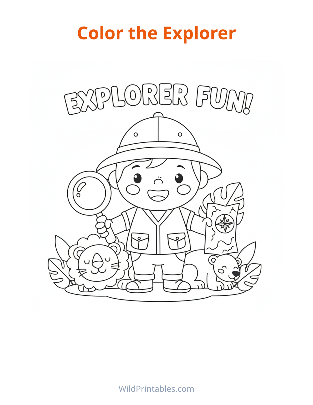 Explorer Coloring Page — free printable coloring for kids