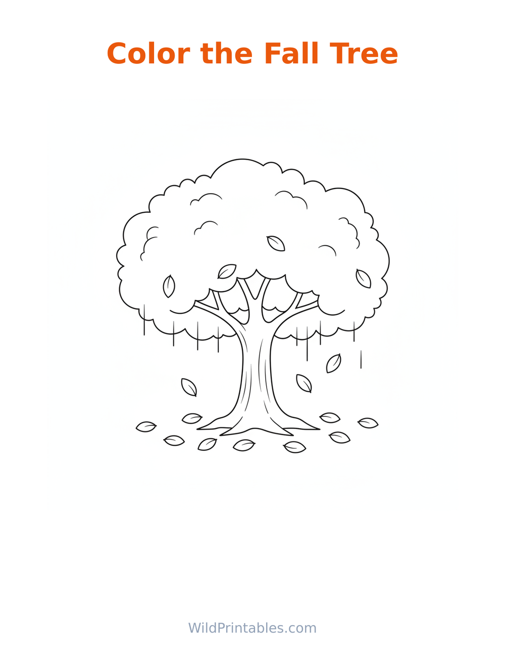 Fall Tree Coloring Page — free printable coloring for kids