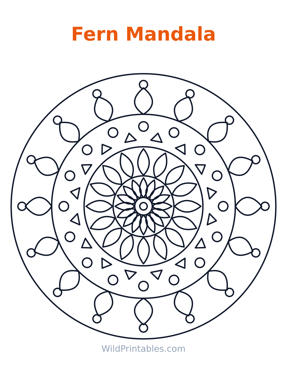Fern Mandala — free printable mandala for kids