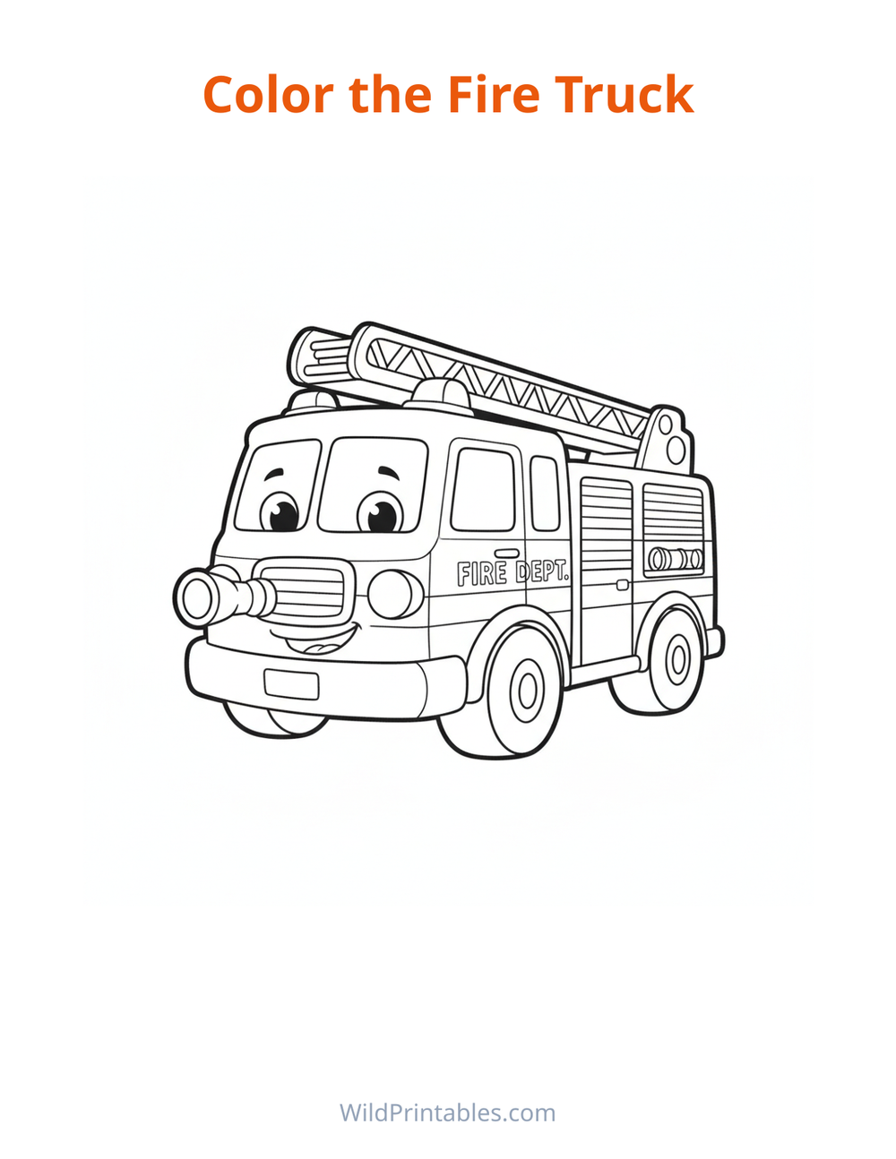 Fire Truck Coloring Page — free printable coloring for kids