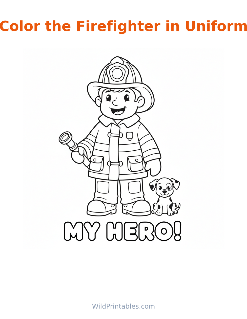 Firefighter in Uniform Coloring Page — free printable coloring for kids