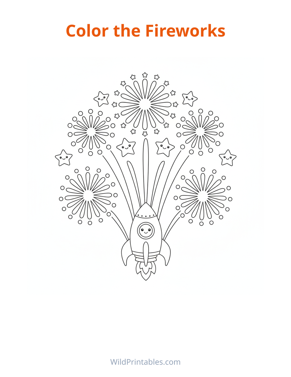 Fireworks Coloring Page — free printable coloring for kids
