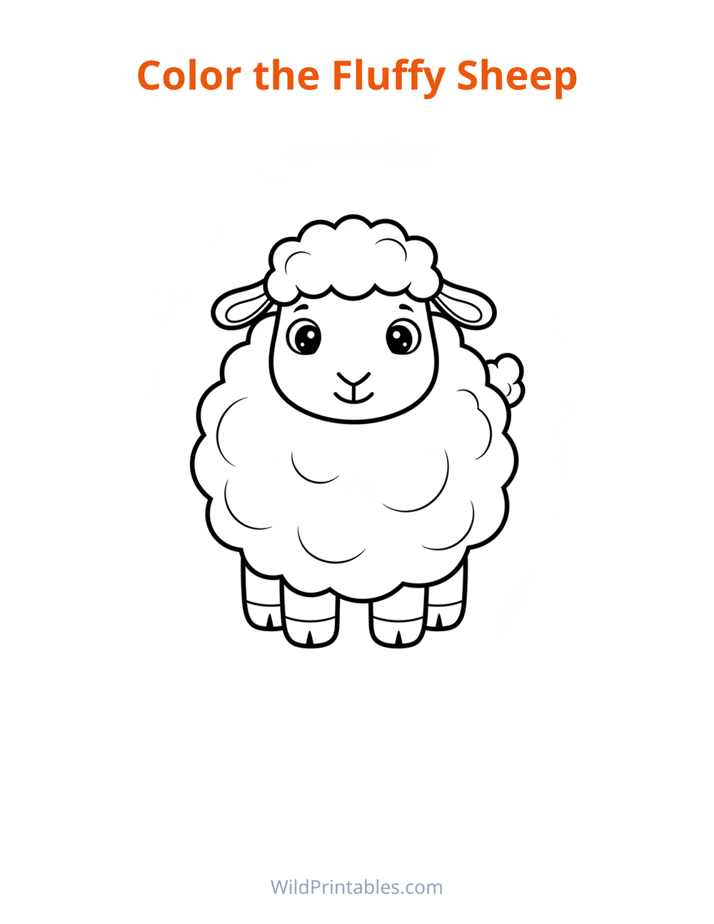 Fluffy Sheep Coloring Page — free printable coloring for kids