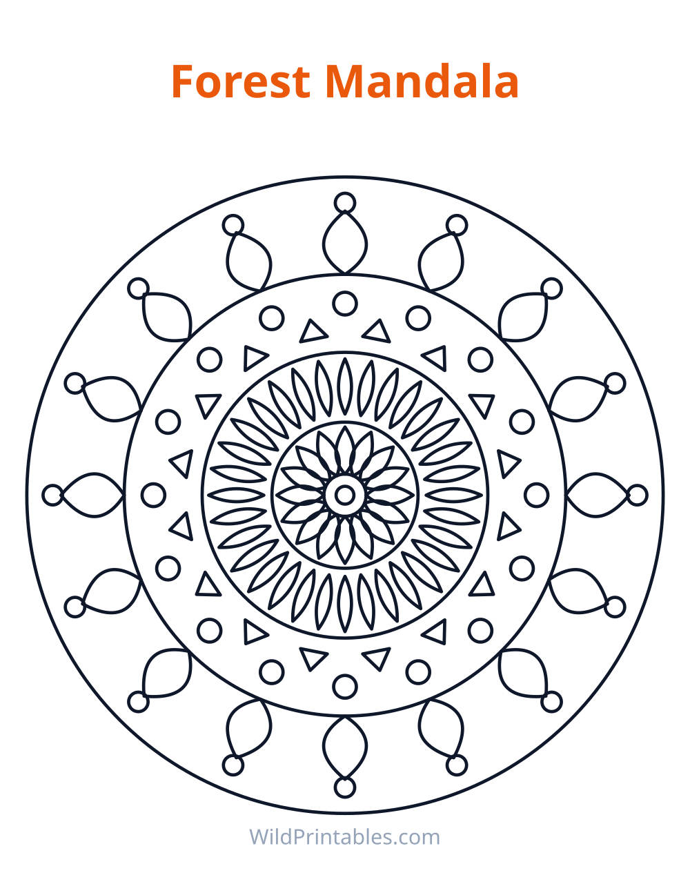 Forest Mandala — free printable mandala for kids to print and color at home