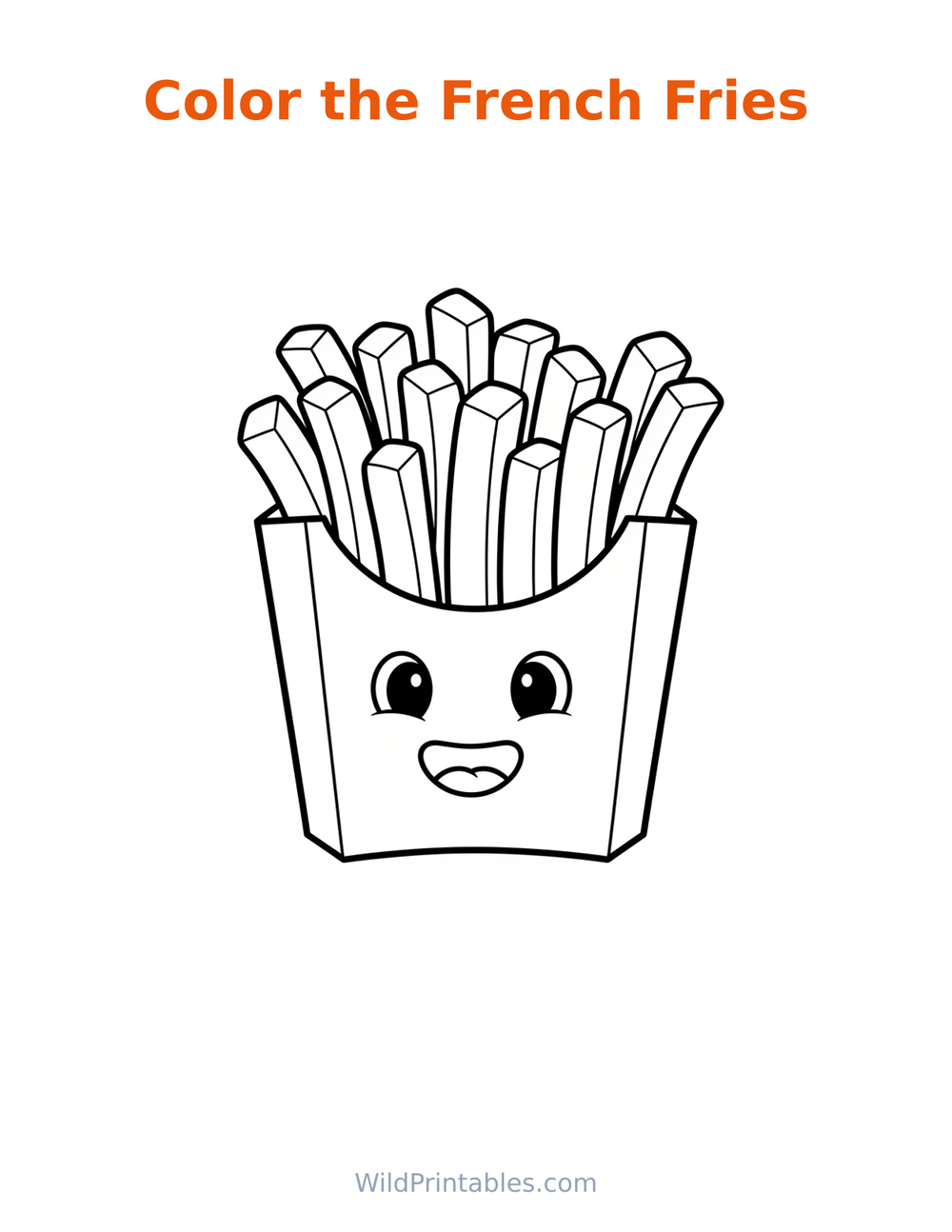 French Fries Coloring Page — free printable coloring for kids