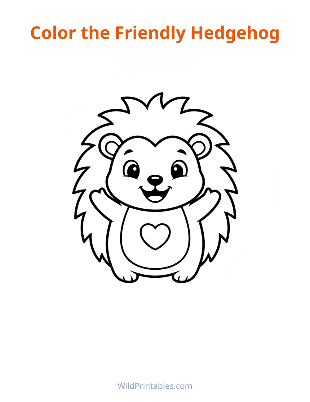 Friendly Hedgehog Coloring Page — free printable coloring for kids