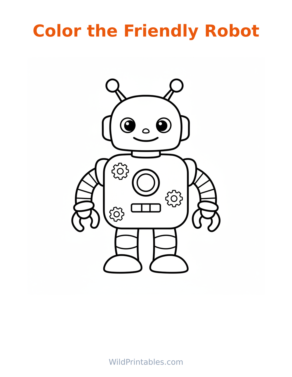 Friendly Robot Coloring Page — free printable coloring for kids