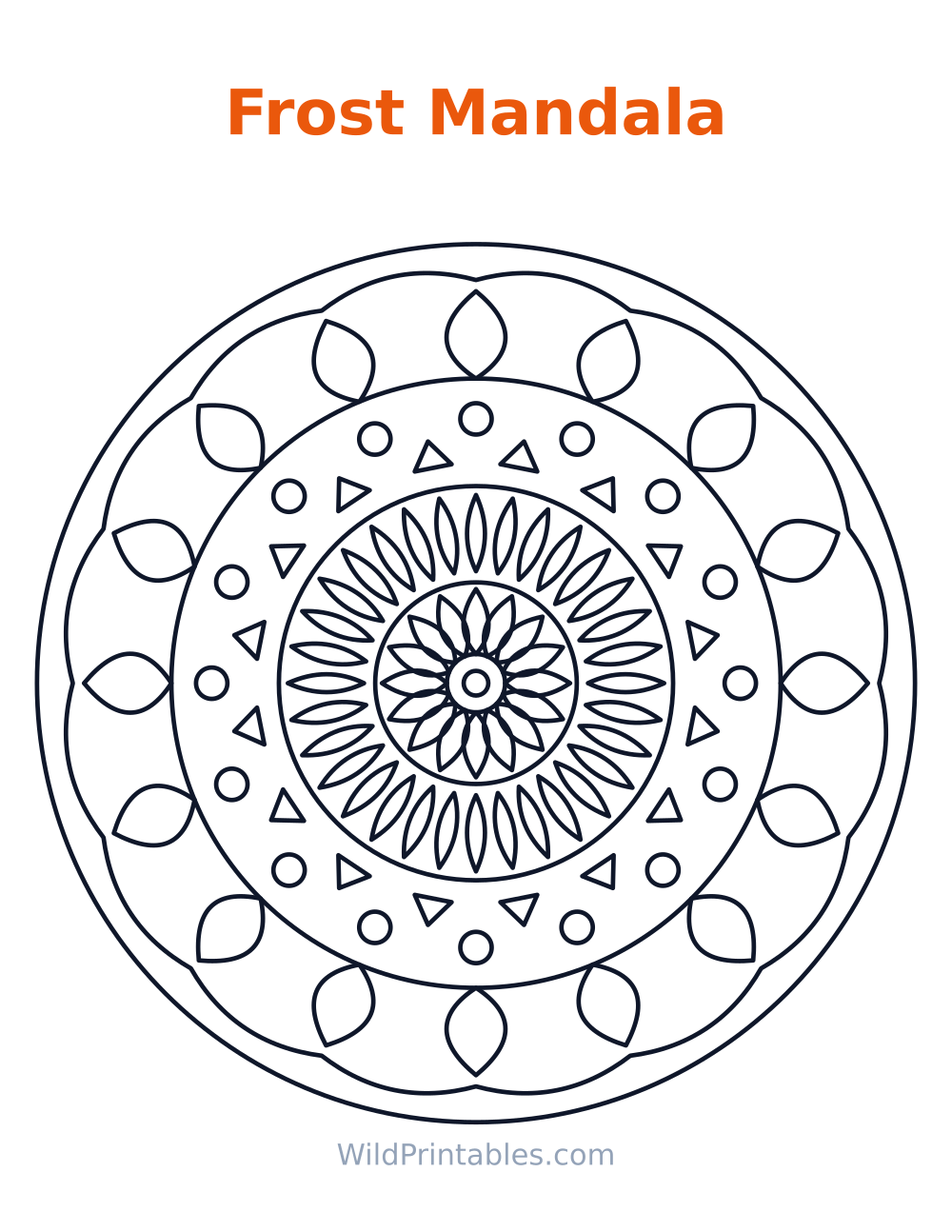 Frost Mandala — free printable mandala for kids