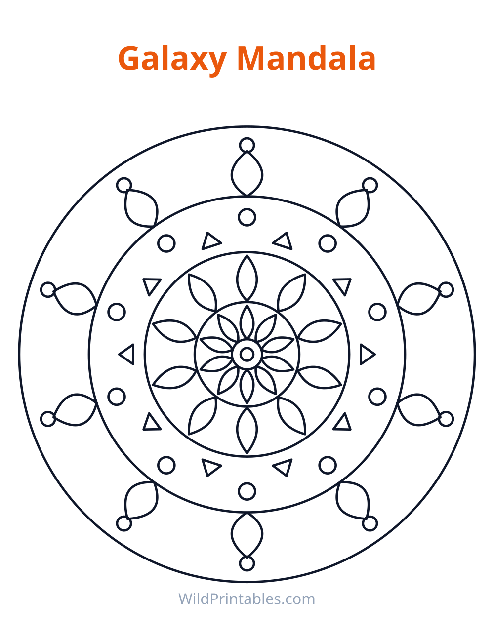 Galaxy Mandala — free printable mandala for kids to print and color at home