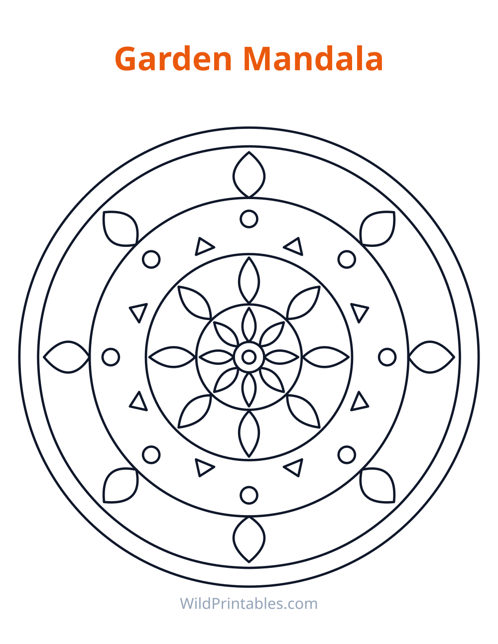 Garden Mandala — free printable mandala for kids to print and color at home