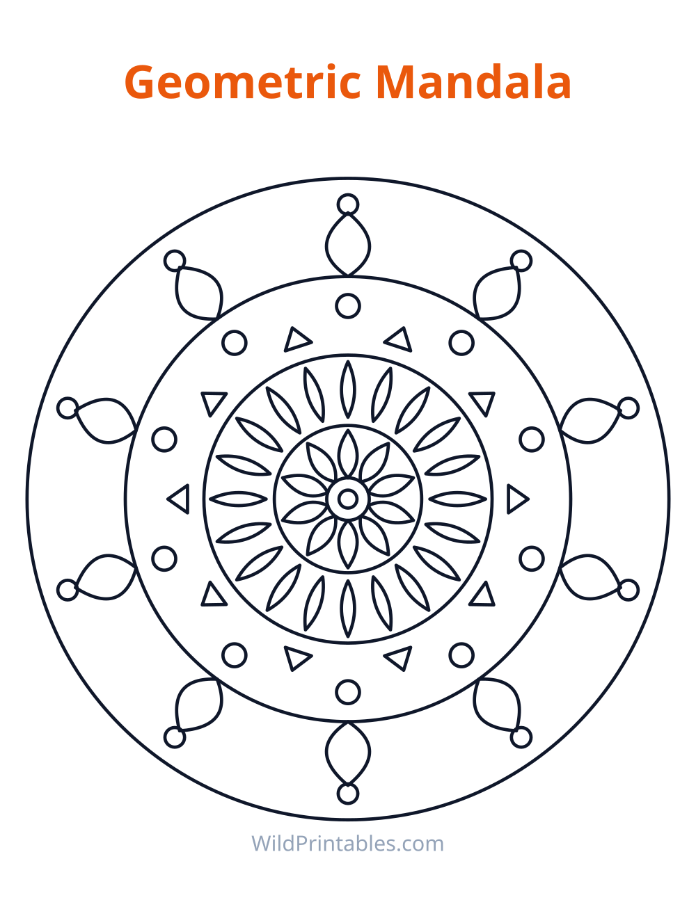 Geometric Mandala — free printable mandala for kids to print and color at home
