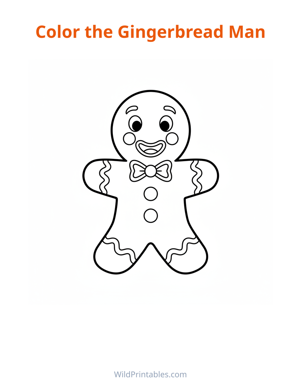 Gingerbread Man Coloring Page — free printable coloring for kids