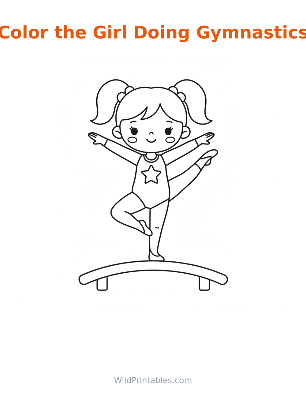 Girl Doing Gymnastics Coloring Page — free printable coloring for kids