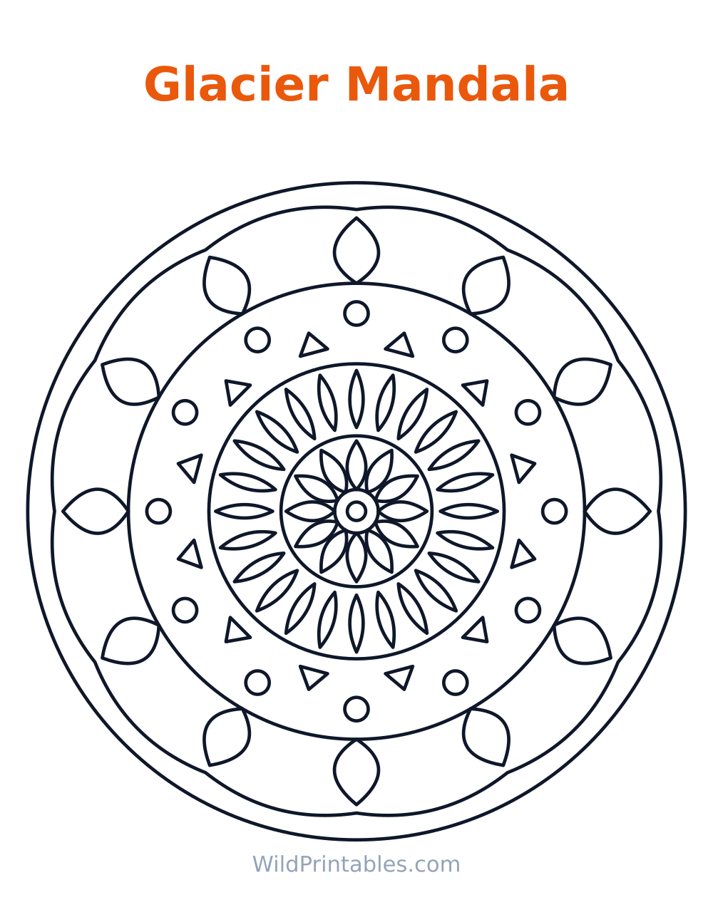 Glacier Mandala — free printable mandala for kids