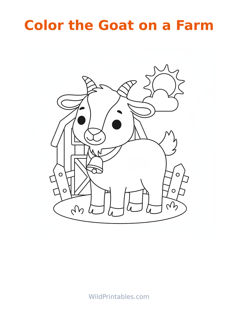 Goat on a Farm Coloring Page — free printable coloring for kids
