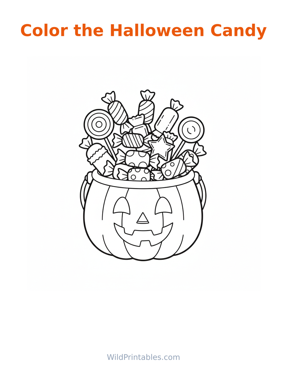 Halloween Candy Coloring Page — free printable coloring for kids