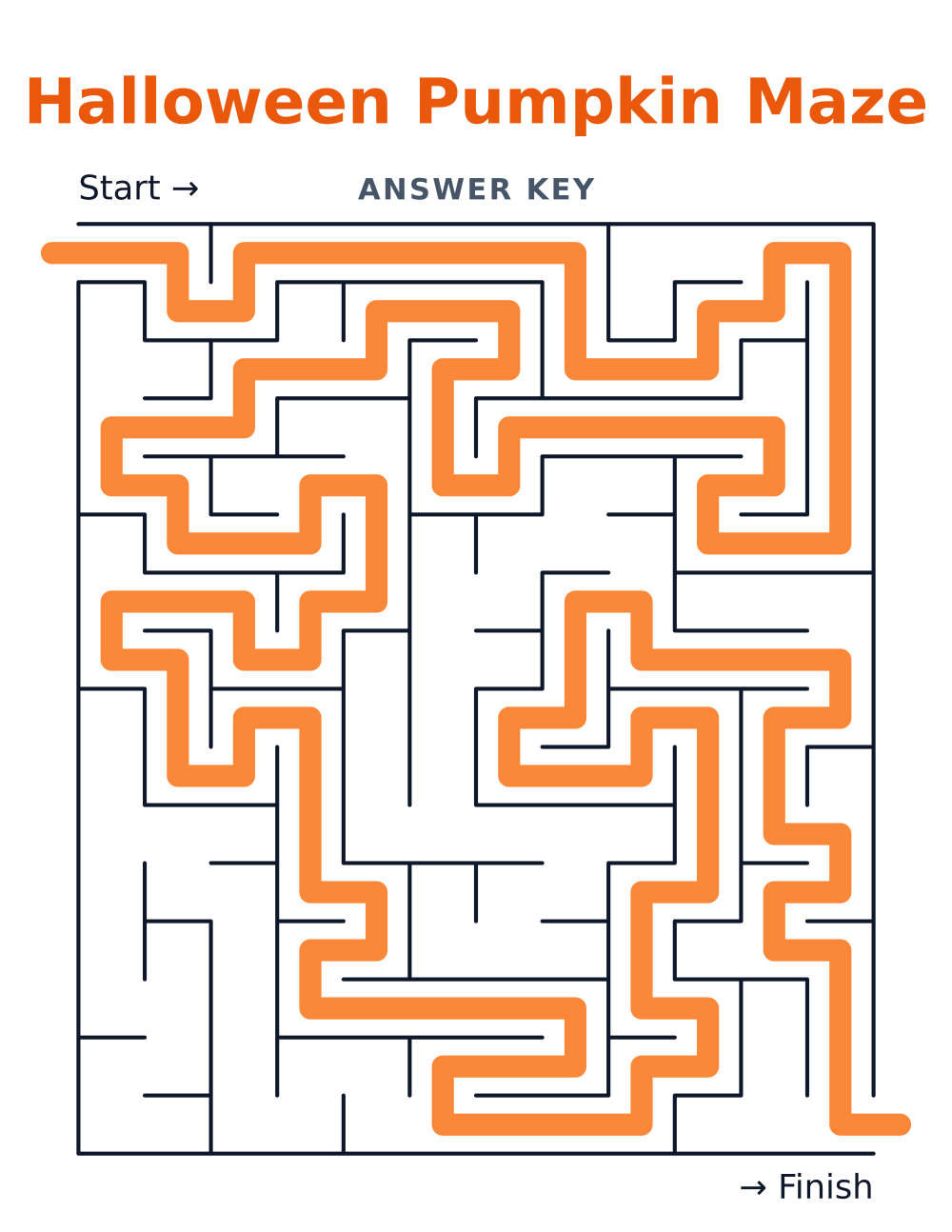 Halloween Pumpkin Maze — answer key