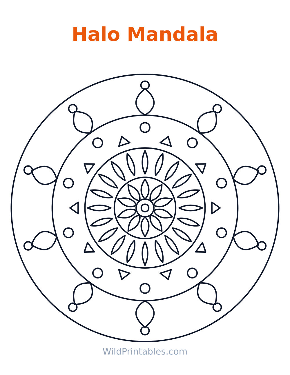 Halo Mandala — free printable mandala for kids