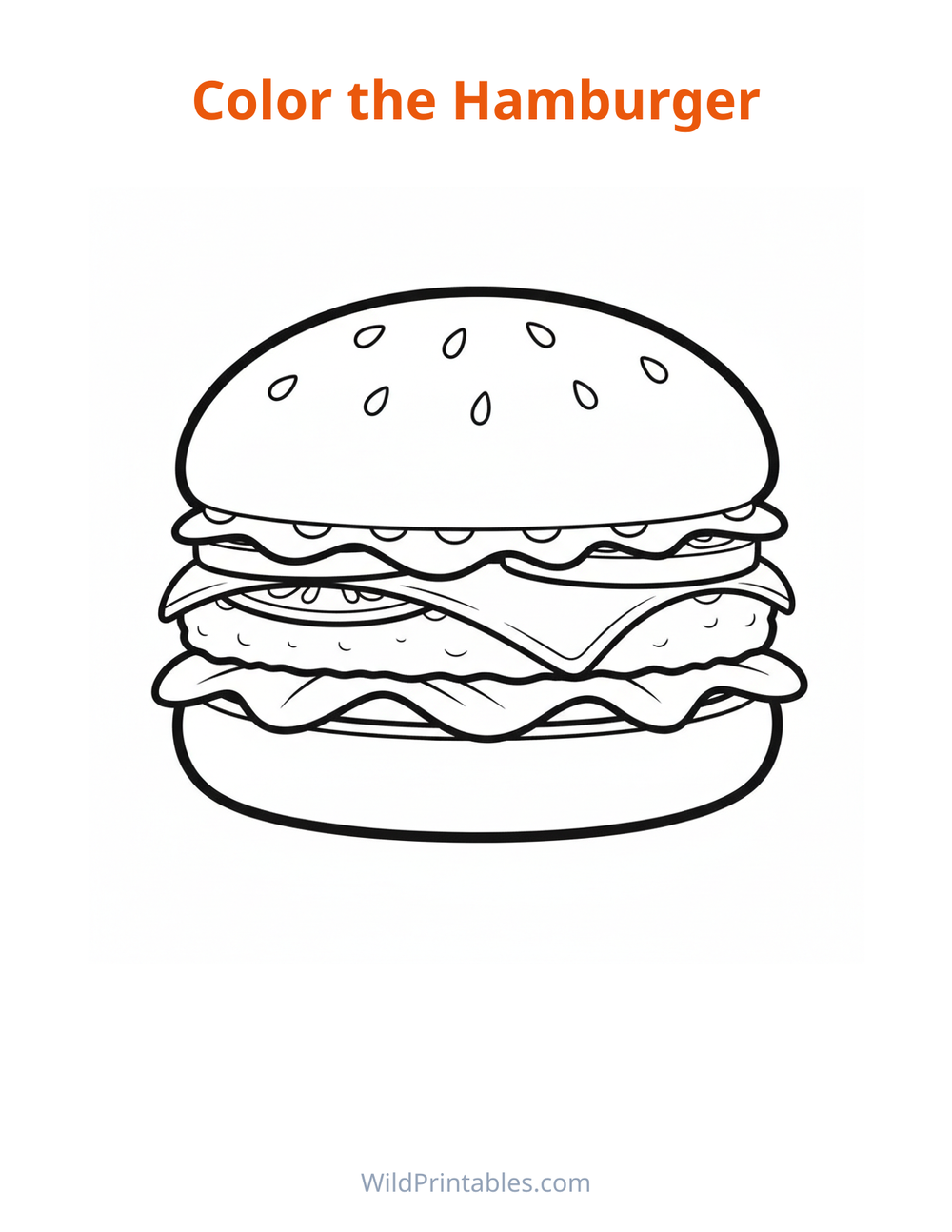 Hamburger Coloring Page — free printable coloring for kids to print and color at home
