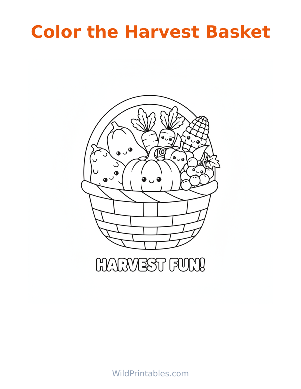 Harvest Basket Coloring Page — free printable coloring for kids