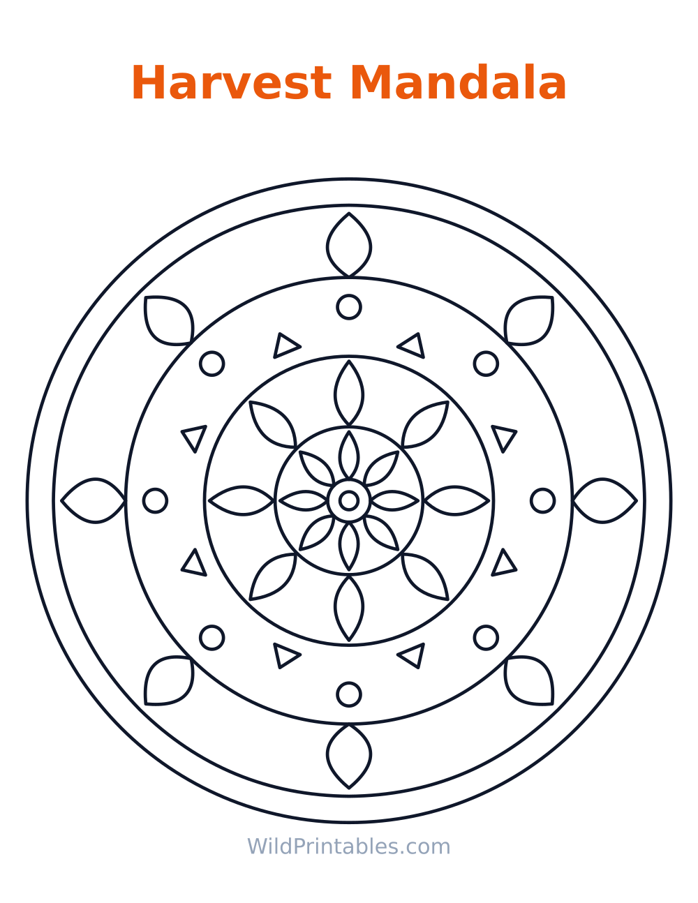 Harvest Mandala — free printable mandala for kids