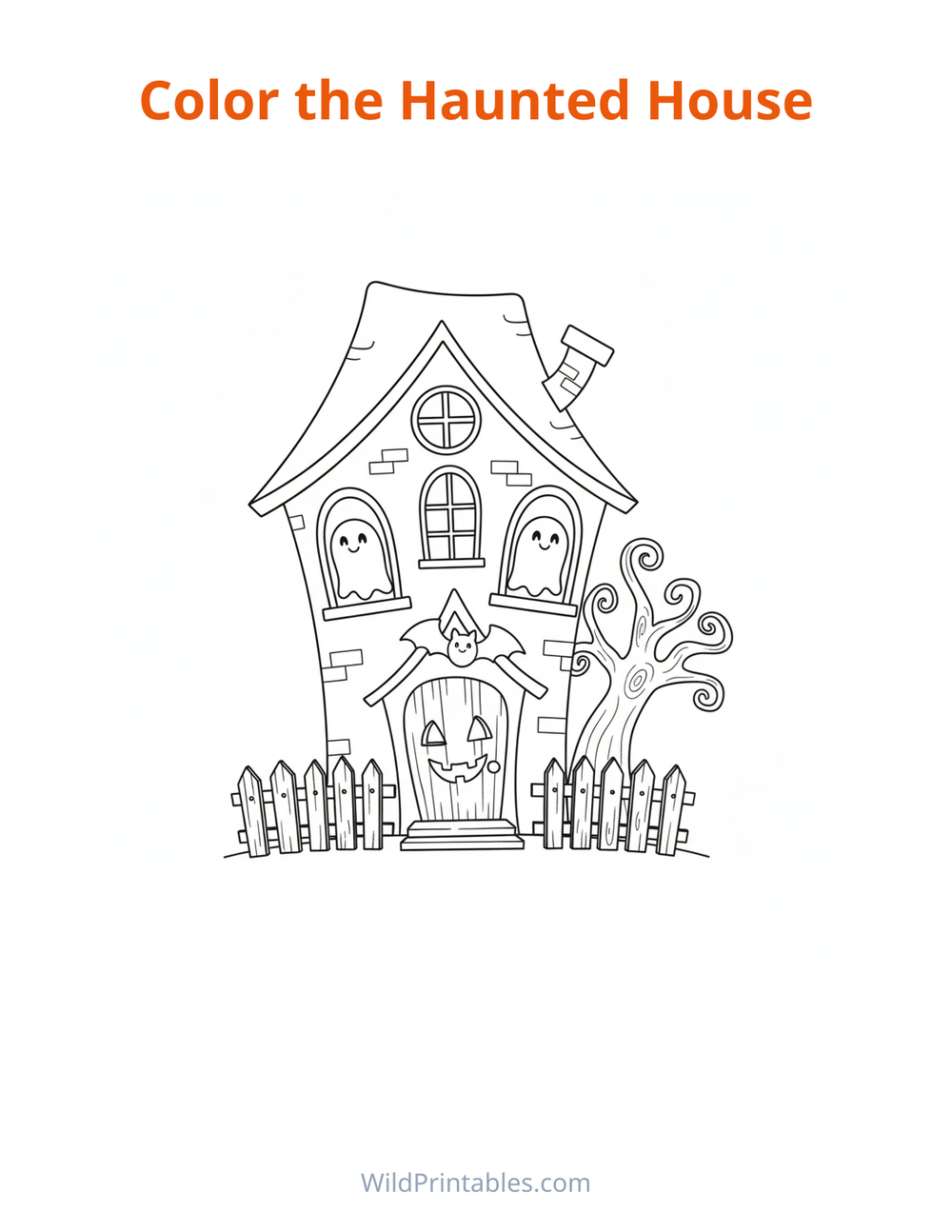 Haunted House Coloring Page — free printable coloring for kids