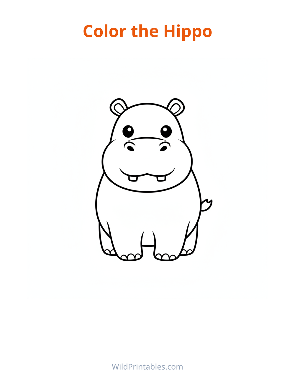 Hippo Coloring Page — free printable coloring for kids