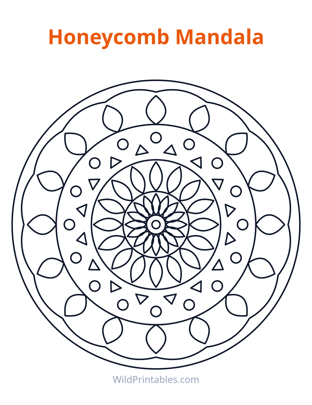 Honeycomb Mandala — free printable mandala for kids to print and color at home