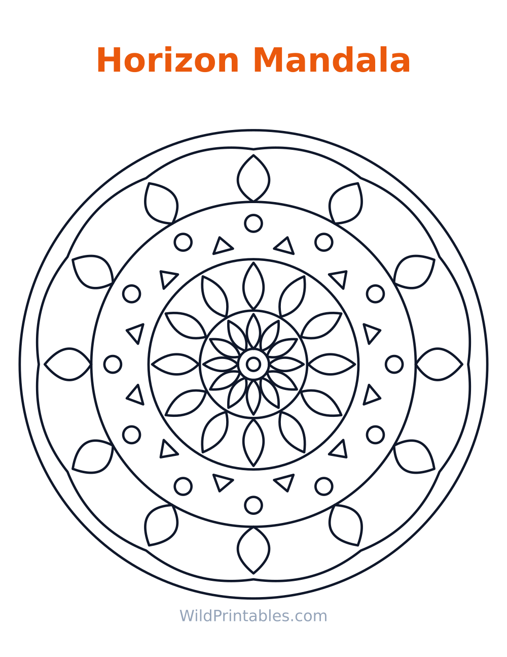 Horizon Mandala — free printable mandala for kids